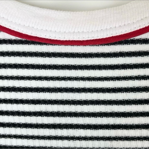 ❤️ TOPSHOP Striped Ribbed Baby Ringer Tee Basic Neutral Goth 90s Y2K Ska Petite - Picture 5 of 9